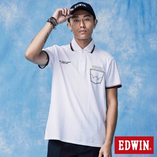 EDWIN 男款 網眼印花短袖POLO衫(白色)