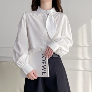 愛依依 長袖襯衫 白襯衫 工作襯衫 S-XL秋季新款兔子領氣質內搭上衣T505-6222.