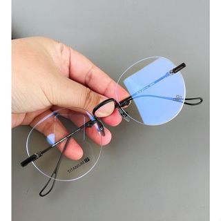 無框氣質眼鏡圓 克羅伈純鈦眼鏡 復古圓框眼鏡手工 素顏眼鏡瘦臉 防蘭光護目眼鏡平光 變色眼鏡多焦 潮流眼鏡 鈦tit