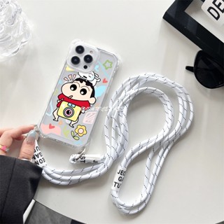 卡通相機睡衣小新iPhone11 12 13 14 15 16Promax XR XSMAX手機殼magsafe磁吸掛繩