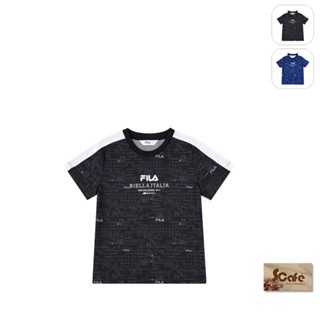 【FILA】KIDS 孩童款 吸濕排汗 短袖 運動上衣-黑色 1TEX-8300-BK
