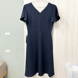 [全新] Uniqlo 女裝 垂墜風寬襬洋裝(短袖) S 藏藍 #443947