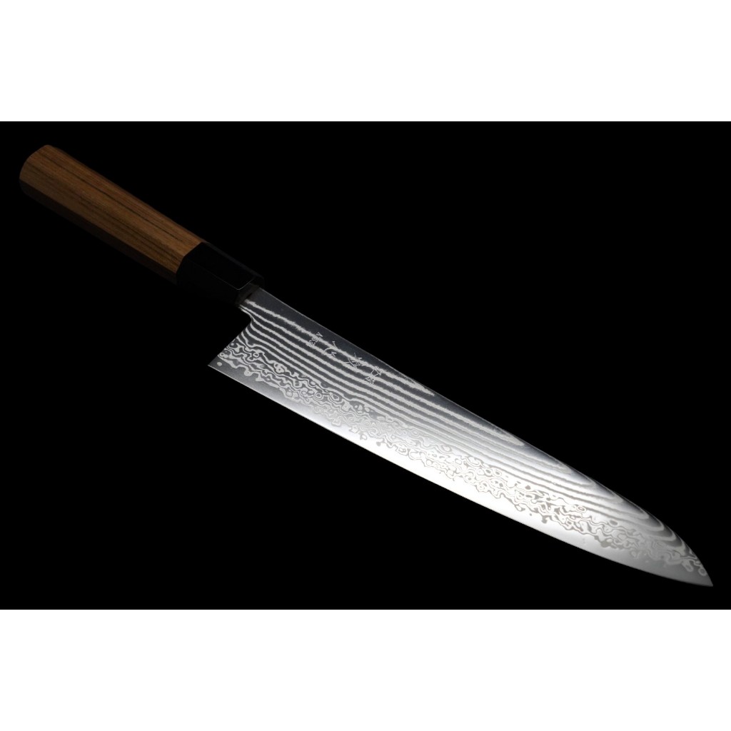 💖 初心💖【ATS-34 大馬士革 和牛刀 24cm 柚木柄】 日本刃物 廚房刀具 八煌刃物