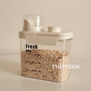 THiRTEEN拾叄家居◖韓系奶油密封雜糧罐 儲米桶 米桶 麥片桶 儲糧 儲糧桶 餐廚收納 量杯 米杯 保鮮盒
