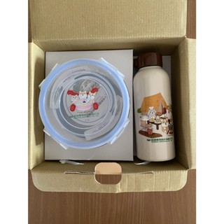 威健股東會-柴語錄圓形玻璃禮盒組(密扣式玻璃保鮮盒700ml + 雙層隔熱玻璃瓶300ml)