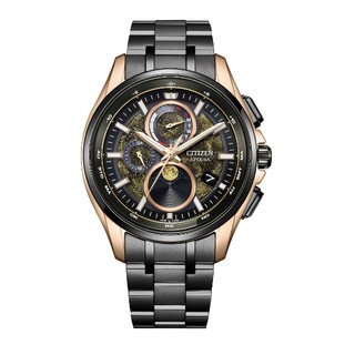 CITIZEN星辰Eco-Drive HAKUTO-R限定款 超級鈦光動能月相電波萬年曆腕錶BY1009-64Y黑x金