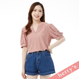betty’s貝蒂思(31)腰鬆緊率性不收邊牛仔短褲(深藍)