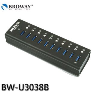 【3CTOWN】含稅 BROWAY BW-U3038B 10埠 10port USB3.0 集線器 全鋁合金外殼