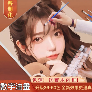 【專業客製/免費設計】 人物數字油畫客製 DIY客製油畫 寵物/寫真/風景/全家福/情侶/親子 實木蹦框 創意禮物