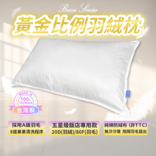 美美小舖 羽絨枕(非羽絲絨) 純棉機能性 五星級飯店專用/防絨表布//MIT臺灣製造/立體邊/黃金比例(超取限一顆)
