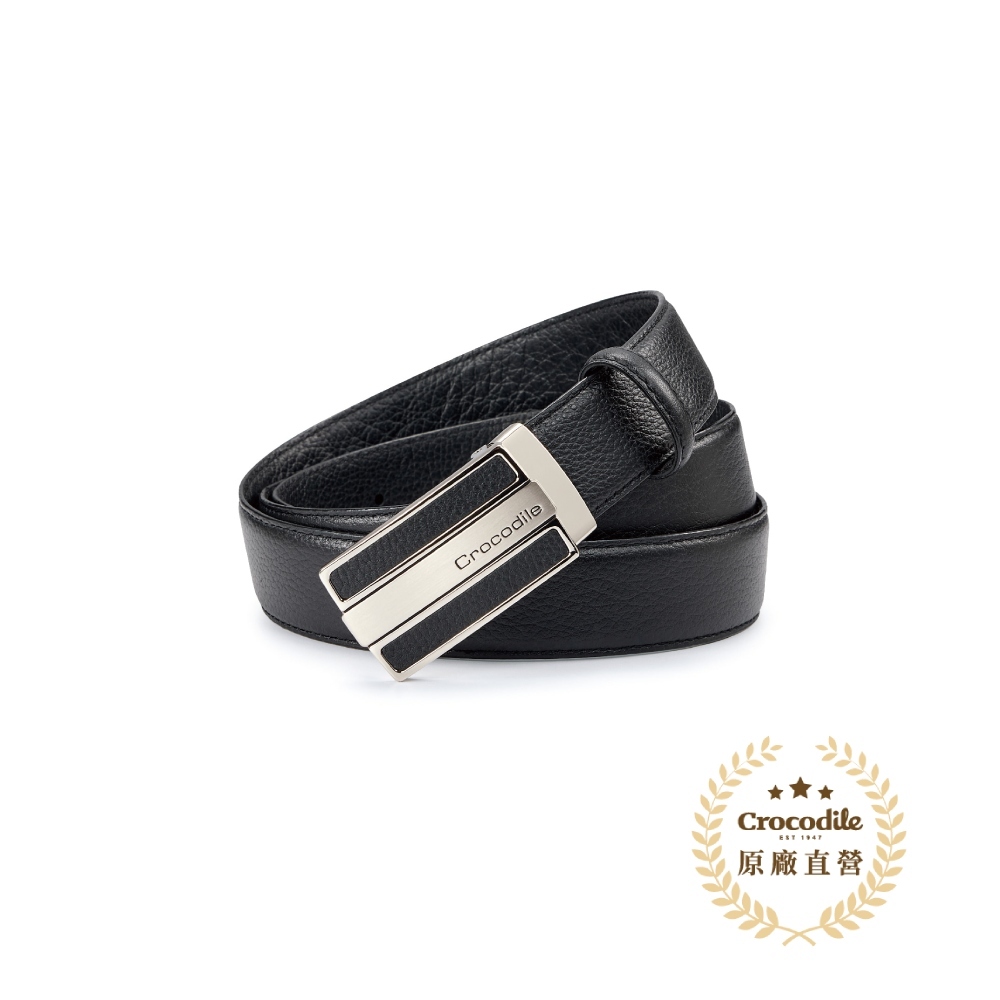 Crocodile鱷魚皮件 真皮打洞皮帶 男生皮帶推薦 男皮帶送禮 情人禮物-32MM-0101-52002-黑色