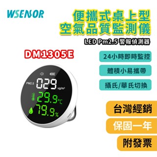 WSensor】 便攜式桌上型空氣品質監測儀｜24小時即時監控｜體積小易攜帶｜攝氏/華視切換｜DM1305E