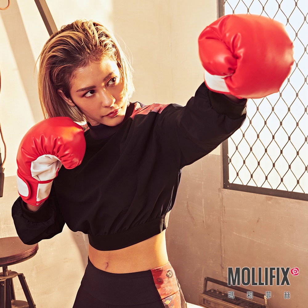 MOLLIFIX 瑪莉菲絲 運動拉鍊短上衣 運動外套 運動短版長袖上衣