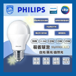 採藝燈飾【買10折$100】飛利浦易省 LED燈泡｜2年保固｜授權經銷商｜9W 11.5W 12W 13W｜E27燈泡