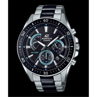 CASIO EDIFICE 卡西歐 雙搭賽車紋路設計風格不鏽鋼錶 - 銀黑 (EFR-552SBK-1A) [秀時堂]