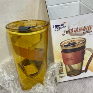 現貨 妙管家手提玻璃杯 500ml 附杯套 加厚杯底 手提玻璃晶靚杯 水杯 飲料杯 玻璃杯