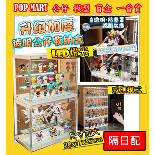 【快速出貨】LED帶燈款 三層 收納盒 透明展示盒 泡泡瑪特收納盒 公仔收納盒 模型收納盒 防塵盒 透明盒 模型盒861