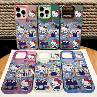 牛仔Kitty貓 iPhone11 12 13 16 15 14 17promax手機殼 防摔殼 磨砂XS MAX XR