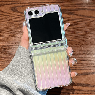 行李箱紋 Samsung Z Flip 6 透明保護殼 炫彩漸變 三星 ZFlip 5 4 3 防摔手機殼 輕薄全包硬殼