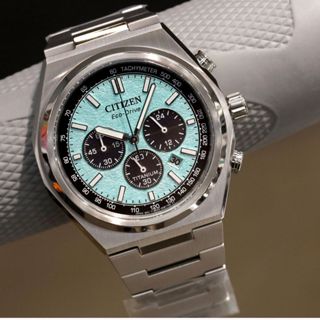 CITIZEN 星辰錶 CA4610-85M 歐洲限定 光動能 42.5mm 綠松石面盤 計時 鈦金屬 一體式
