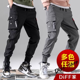 【DIFF】韓版寬鬆薄款休閒多口袋束腳工作褲 長褲 休閒褲 休閒長褲 長褲男 褲子男【P241】