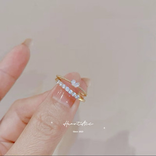 心飾Acc🇰🇷快速出貨「愛心鑽石 開口戒指 韓國東大門 精緻 排鑽戒指ins 氣質 可愛 個性女生 戒指 水鑽 鑽石戒指