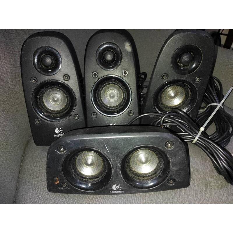 美聲美型 羅技 Logitech Z506 衛星喇叭 中置+環繞 共4顆 AV端子 可自組劇院音響組合 拍室