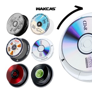 Wakcas▸MagSafe 旋轉磁吸/黏貼款手機支架 黑膠唱片 彩色雷射CD唱盤 幻彩CD 復古錄音造型支架 手機架