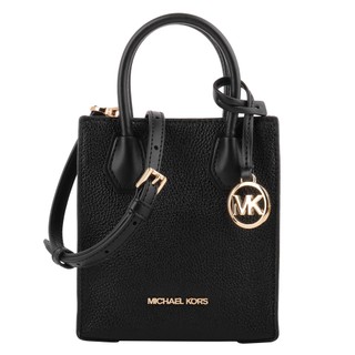 MICHAEL KORS-荔枝紋皮革手提/斜背兩用手機包(素面黑)