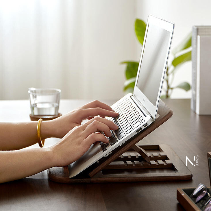 【N.SPACE】實木電腦支架 原木材質 胡桃木 世界三大木材 筆電支架 生活美學 筆電架 原木筆電架 可調筆電架