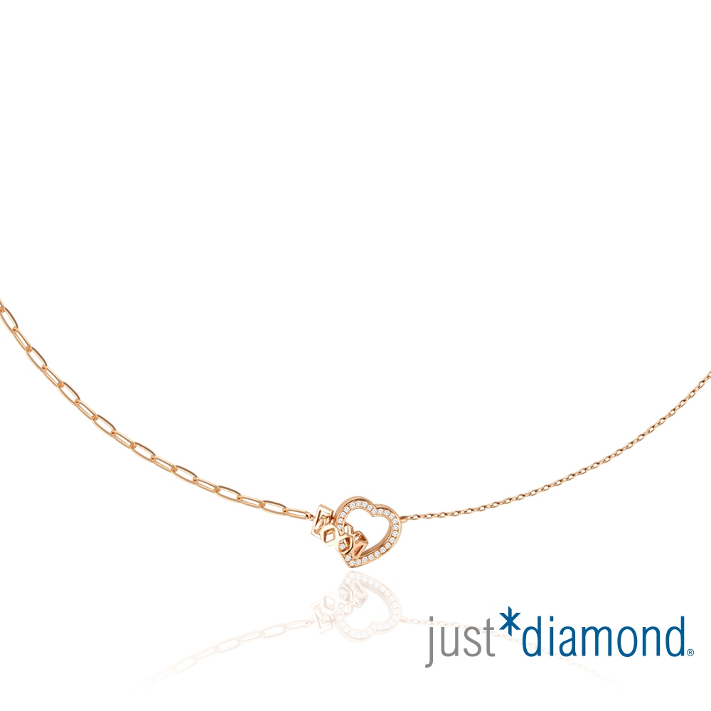 【Just Diamond】18K玫瑰金 心相戀 鑽石項鍊