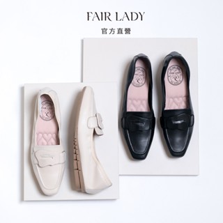 FAIR LADY 我的旅行日記 經典羊皮深口平底鞋 黑色 燕麥色 (502928) 娃娃鞋 摺疊鞋 女鞋