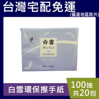 白雪環保擦手紙【請先聊聊驚喜價】現貨免運 100抽*20包/箱 紙巾 廚房 厚擦手紙 宅配免運費 比好市多