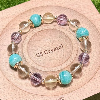 CS Crystal 編號814 - 天河石+透體檸檬黃水晶+透體紫水晶設計款