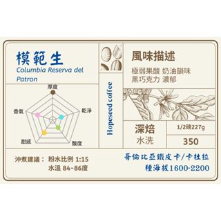 ＜希望種子咖啡＞哥倫比亞 模範生 水洗(耳掛包，深焙) 自家烘焙 精品咖啡