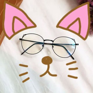 貓耳朵眼鏡🐾加腮紅眼鏡可更換鏡片 超輕復古學生眼鏡 韓版小香風女眼鏡護目鏡 圓框潮流時尚眼鏡框 超好看網紅素顏修飾眼鏡架