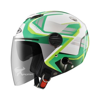 【ZEUS】安全帽 ZS-202FB T68 白綠 亮面 內鏡 3/4罩 通勤帽 202FB｜耀瑪騎士