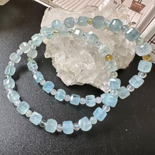天然原礦-全藍 小方糖 摩根石 海藍寶 方柱石【5.5mm+】(單圈)方塊ღ手珠手鍊DIY串珠隔珠項鍊• 點點水晶