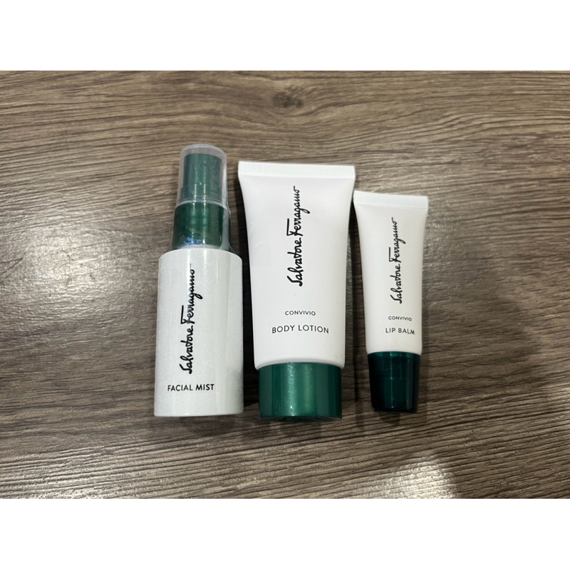 長榮 ferragamo 過夜包備品 保濕噴霧 身體乳 護唇膏