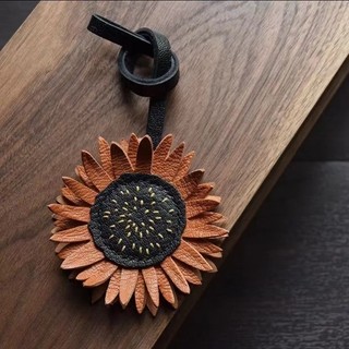 手工真皮羊皮鑰匙圈 Sunflower鑰匙圈掛件 小眾個性禮物 包包吊飾 汽車鑰匙圈掛件