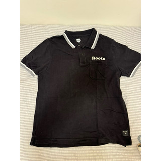 Roots Roots男裝-舒適網眼左胸口袋文字LOGO POLO衫(黑色)