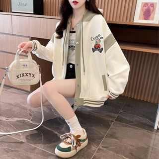 胖胖美依 上衣 大學T 長袖上衣M-2XL複合牛奶絲33克時尚韓國版寬鬆卡通棒球服TCF02-16618.
