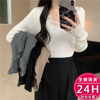 【梨卡】隔日到貨 女裝 薄長袖 外搭衣 洋氣修身上衣 高階感v領 針織衫 辣妹外搭衣 秋冬毛衣WT096【現貨24H】