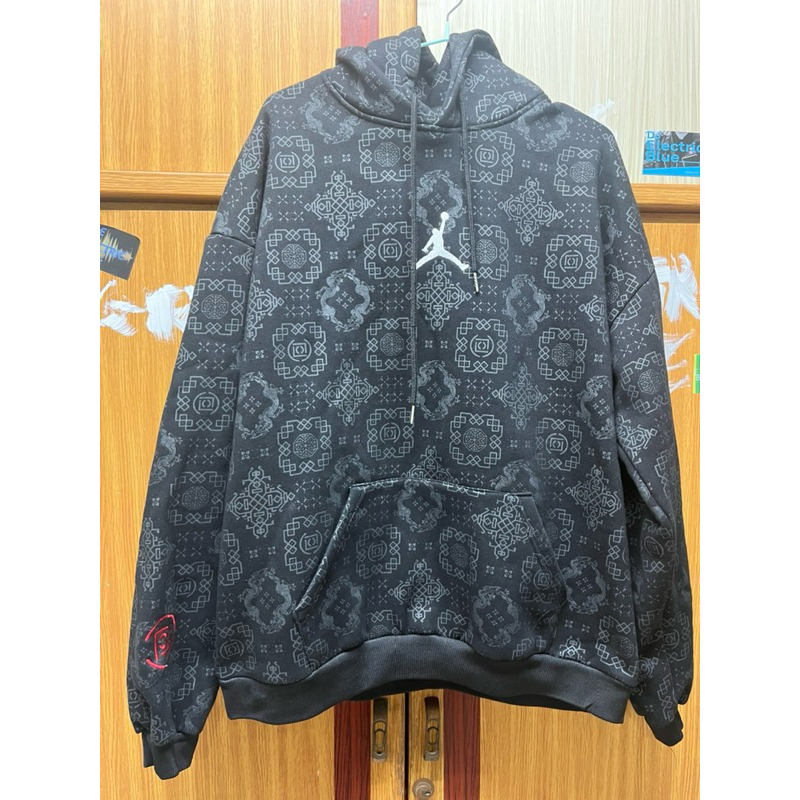 clot x Jordan brand 黑色絲綢連帽外套 hoodie 陳冠希著用