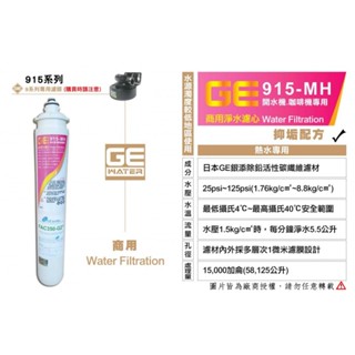 【厚潤淨水】日本GE 915-MH 商用淨水器濾心 90天保固 原廠雷標