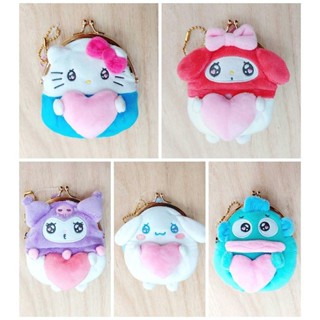 ♥小玫瑰日本精品♥Hellokitty 美樂蒂 酷洛米 大耳狗 人魚漢頓 絨毛造型口金零錢包 大頭造型 水汪汪系列 ~3