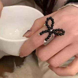 Ruò∣臺灣現貨 實品實拍 韓系INS Fever同款蝴蝶結串珠戒指 ins 輕奢 小眾 時尚 個性 指環 冷淡風格