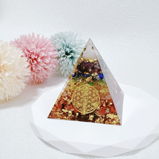 【光之捕夢網】天然能量水晶 生命之花七脈輪 奧剛金字塔 金箔水晶 碎石擺飾消磁 冥想淨化