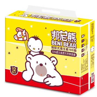 BeniBear邦尼熊抽取式衛生紙100抽12包6袋