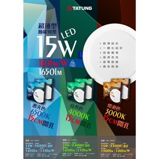 附快速接頭 大同 LED崁燈 15W 薄型崁燈 15CM 全電壓 15公分 崁燈 TATUNG